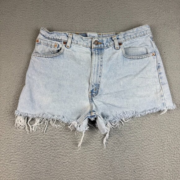 VTG Levi's Shorts Women's 32" x 3" Jeans 90's Denim Cut Off High Waist - Picture 2 of 7